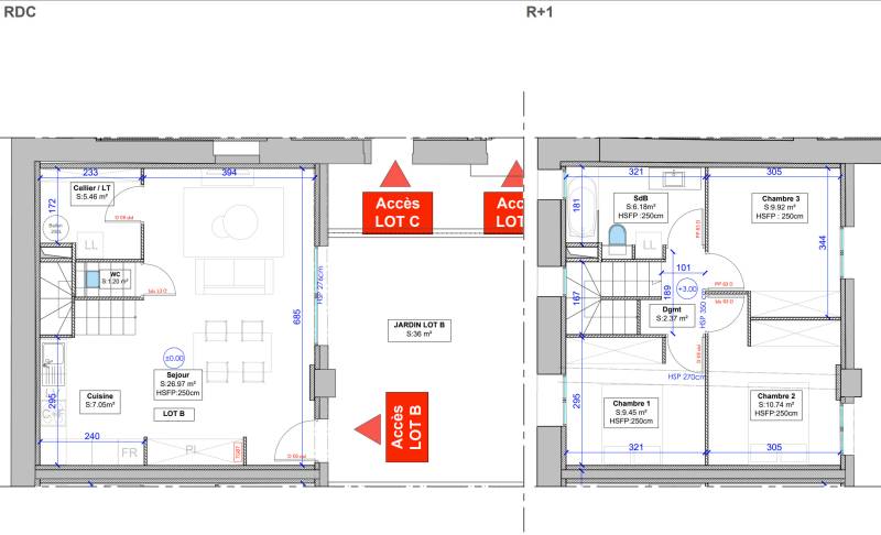 Plateau à aménager - Duplex - 87m² - Jardin privatif - Garage et place de parking
